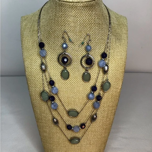 New York & Company Silver Purple Layered Necklace - Picture 2 of 7